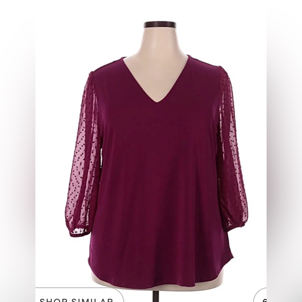 Adrianna Papell Size 1X 3/4 Sleeve Blouse